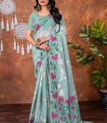 Blue muga cotton jamdani saree