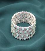 Rhodium plated zircon slide bangles  set of 4