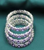 Rhodium plated zircon slide bangles  set of 4