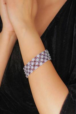 Rhodium plated zircon slide bangles  set of 4 2