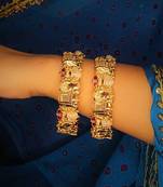 Gold-plated elephant screw-openable kada bangles  set of 2
