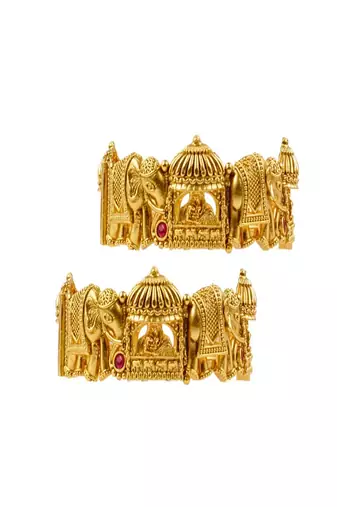Gold-plated doli barat dulhan screw kada bangles  set of 2