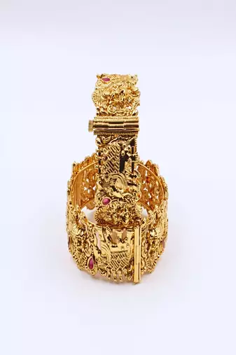Gold-plated goddess laxmi temple kada bangles  set of 2