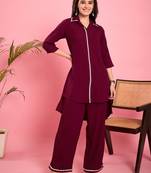 Women purple lace detailing hi-low co-ord set