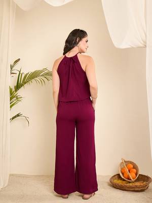 Winered women purple halter neck crop top and pant co-ord set 3