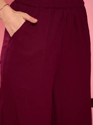 Women purple lace detailing hi-low co-ord set 5