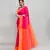 Orange border rani pink cotton saree with tassels