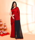 Handspun cotton red handloom saree with blouse