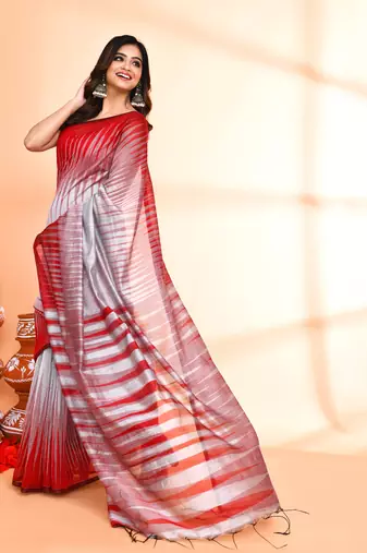 cotton silk silver handloom saree with blouse piece