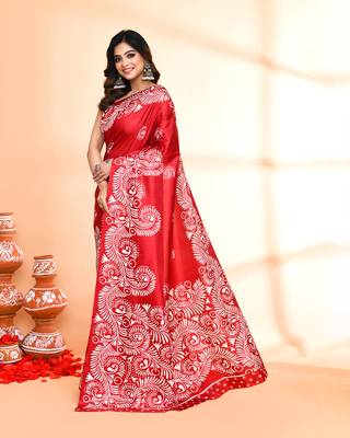 Piyari fashion maroon printed saree with blouse 2
