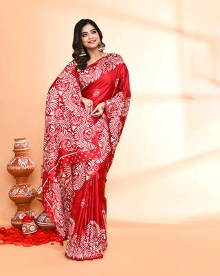 Piyari fashion maroon printed saree with blouse 3