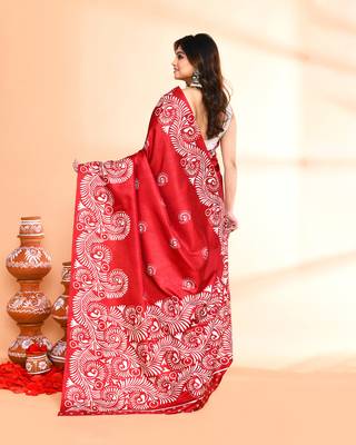 Piyari fashion maroon printed saree with blouse 5