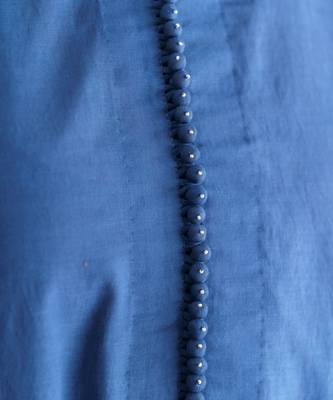 Blue beaded cotton silk kurta with potli button detail 5