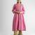 Pink hand embroidered chanderi silk kurta (with slip)