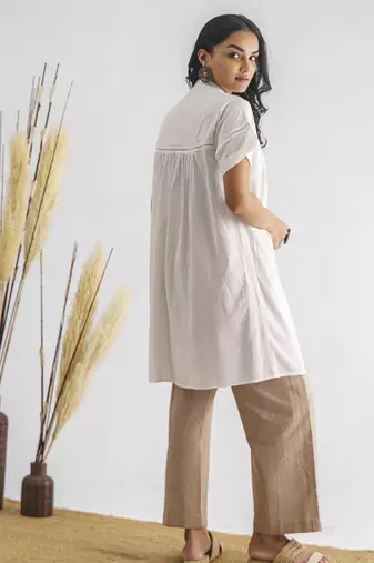 White inset lace pure cotton tunic