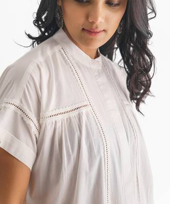 White inset lace pure cotton tunic 3