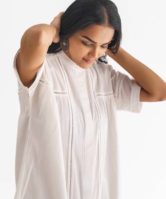 White inset lace pure cotton tunic 4