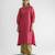 Pink embrodiered georgette tissue kurta (with slip)
