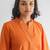 Orange stitched detail high low cotton kurta