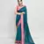 cotton silk teal handloom saree with blouse piece