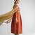 Rust orange floral embroidered georgette tissue kurta with pant and dupatta