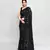 Women's black cotton silk jamdani saree with tassels without blouse