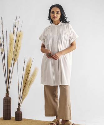 White inset lace pure cotton tunic with pants 1