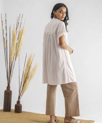 White inset lace pure cotton tunic with pants 5