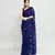 Women's blue exclusive embroidery saree with tassels without blouse