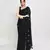 Women's black exclusive embroidery saree with tassels without blouse