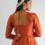 Rust orange floral embroidered georgette tissue kurta with pant