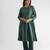 Bottle green bead and sequence work chanderi silk kurta (with slip) with pant