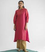 Pink embrodiered georgette tissue kurta (with slip) with pant