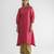 Pink embrodiered georgette tissue kurta (with slip) with pant