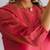 Pink embrodiered georgette tissue kurta (with slip) with pant