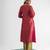 Pink embrodiered georgette tissue kurta (with slip) with pant