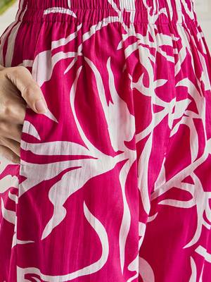 women pink cotton printed lac yoke co-ord set 5