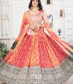 Multi-Color Bandhni Printed Chinon Silk Lehenga Choli With Dupatta