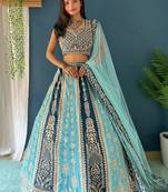Multi-Color Sequins Georgette Designer Lehenga Choli With Dupatta