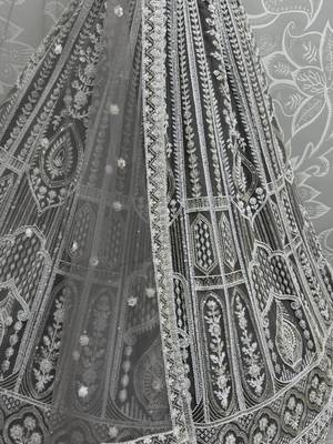 grey sequins net lehenga set choli with dupatta with dupatta 4