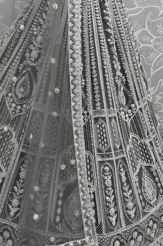 grey sequins net lehenga set choli with dupatta with dupatta