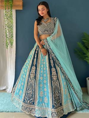 Premium Designer Teal & Powder Blue Lehenga Choli 3