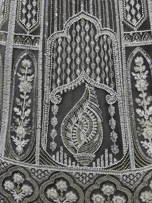 grey sequins net lehenga set choli with dupatta with dupatta 5