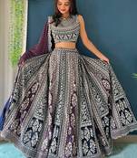 Purple Sequins Work Georgette Wedding Lehenga Choli