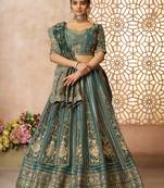 Green Sequins Tissue Silk Wedding Wear Lehenga Choli