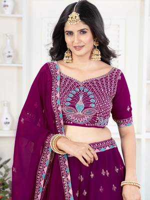 Majestic Wine Purple Peacock Embroidered Lehenga Choli 5