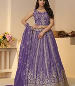 Purple Zari Work Silk Reception Wear Lehenga Choli