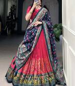 Pink Digital Printed Tussar Silk Traditional Lehenga Choli