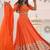 orange sequins georgette lehenga set choli with dupatta