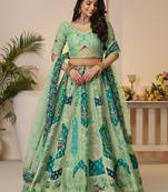 Green Patch Work Banarasi Silk Reception Wear Lehenga Choli